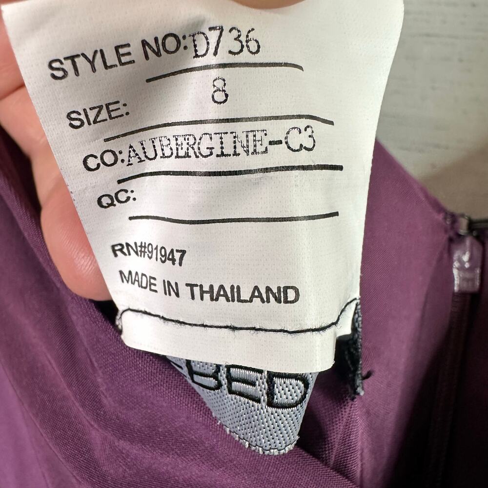Alfred Sung Womens size 8 3/4 Sleeve Draped Full Skirt Dress Gown Aubergine D736 - Picture 10 of 10